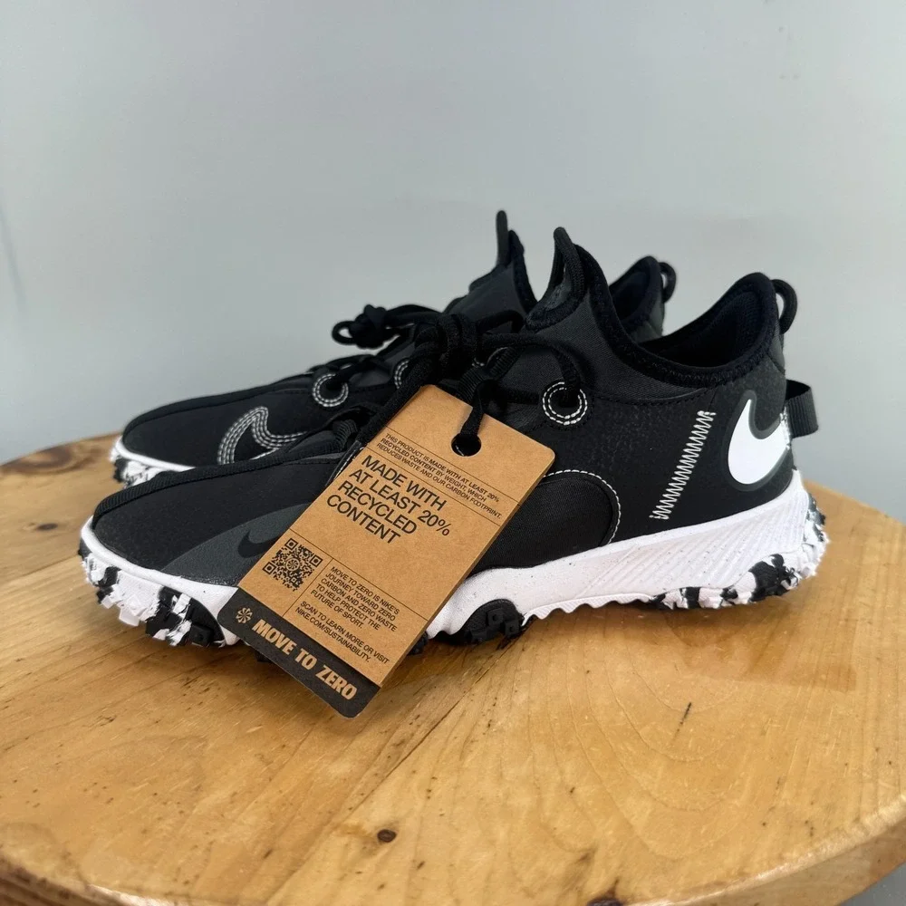 Youth 6Y - Nike Future Field Black White Turf Baseball Shoes Athletic Sneakers